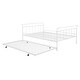 preview thumbnail 7 of 9, White Full Day Bed with Trundle Bed Twin, Metal Daybed with Trundle Twin Size and Curved Handle Headboard, Space Saving Daybed