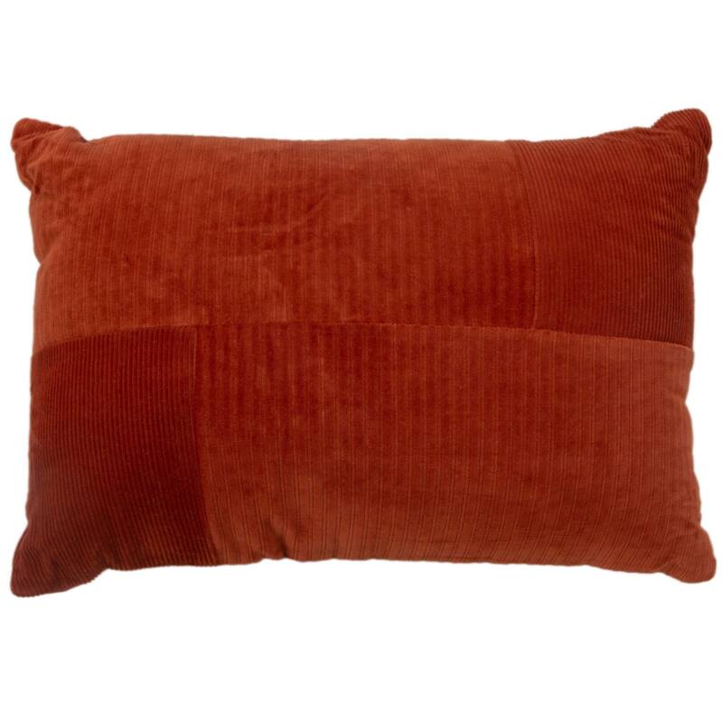 Rizzy Home Solid Corduroy Modern Pattern Blocked Throw Pillow - Down Alternative - Terra Cotta