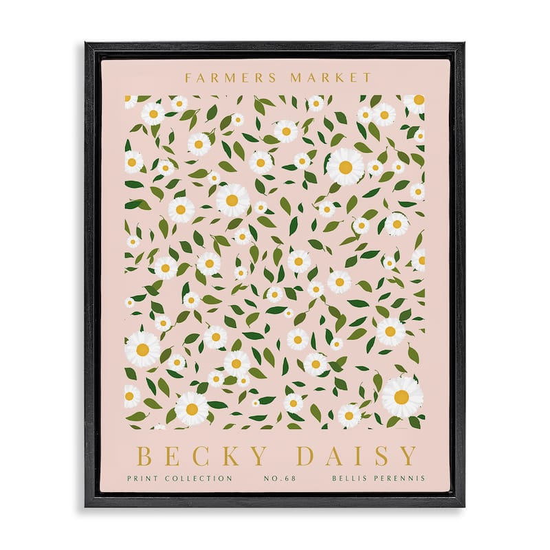 Stupell Minimal Pastel Daisies Framed Floater Canvas Wall Art Design By Kamdon Kreations - 25 x 31 - Black