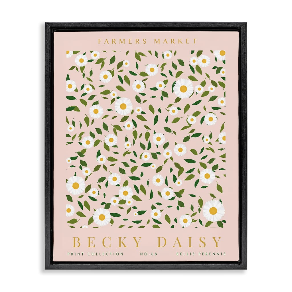 Stupell Minimal Pastel Daisies Framed Floater Canvas Wall Art Design By Kamdon Kreations