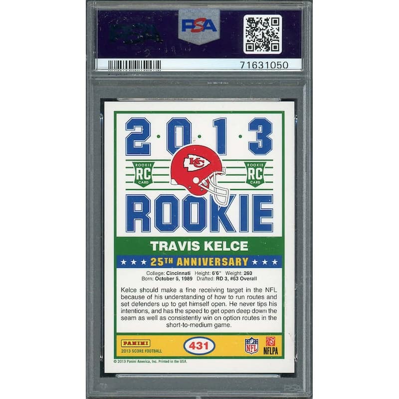 Travis Kelce 2013 Panini Score Football Rookie Card RC #431 Graded PSA 8 - 8'6" x 11'6"