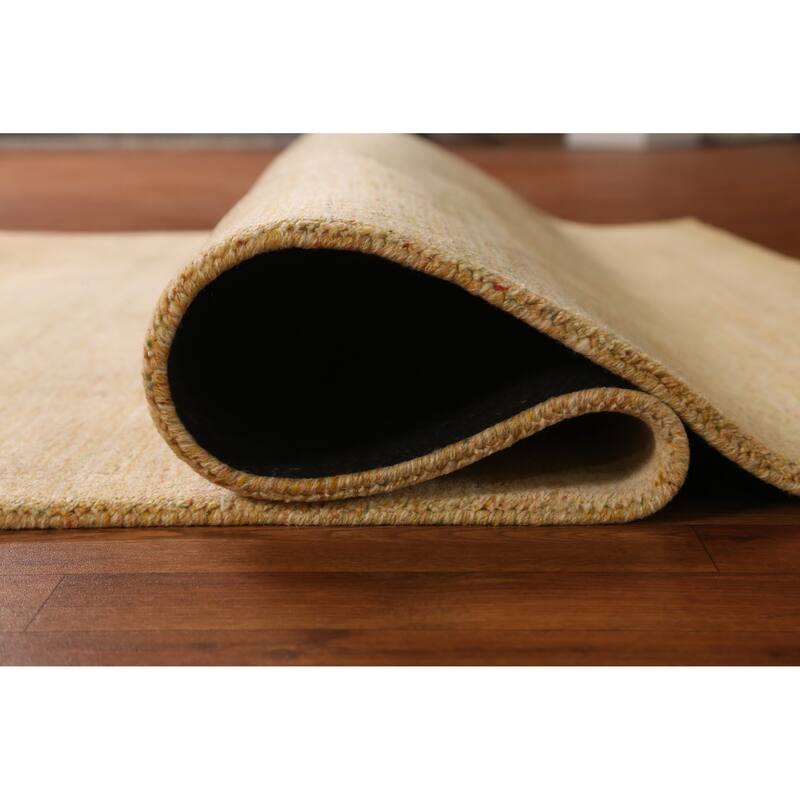 Contemporary Gold Gabbeh Indian Area Rug Handmade Wool Carpet - 5'3" x 7'7"