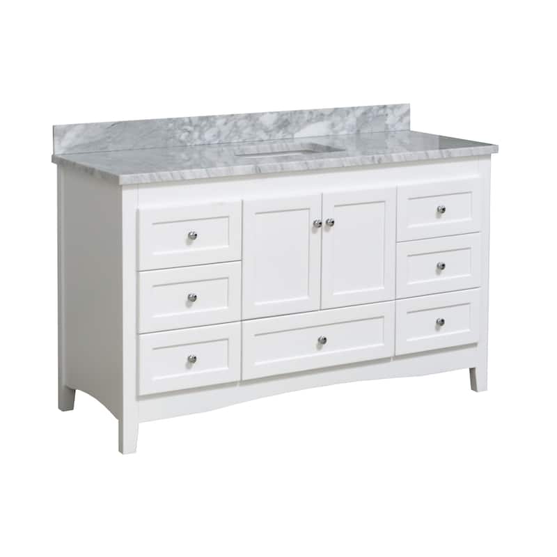 KitchenBathCollection Abbey 60" Single Bathroom Vanity with Carrara Marble Top