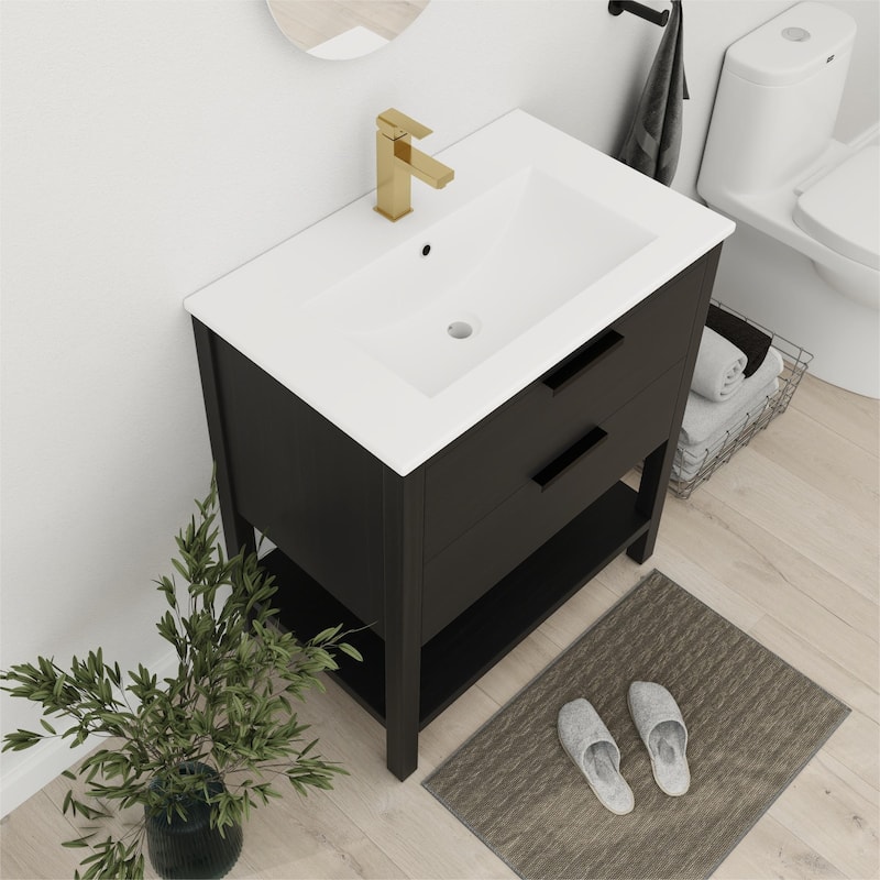 Bathroom Vanity With Sink In 30 Inch, Freestanding Bathroom Vanity With 2 Soft Close Drawers