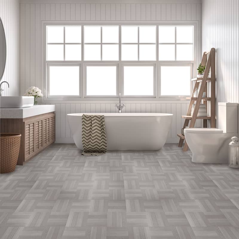 Portfolio 12x12 2.0mm Floor Tile - Ash Grey Wood - 9 Tiles/9 sq. ft ...