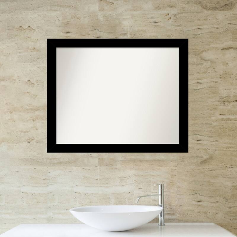 Basic Narrow Non-Beveled Wood Framed Bathroom Vanity Wall Mirror