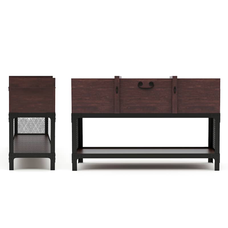 DH BASIC Vintage Trunk Style 47" Storage Console Table by Denhour