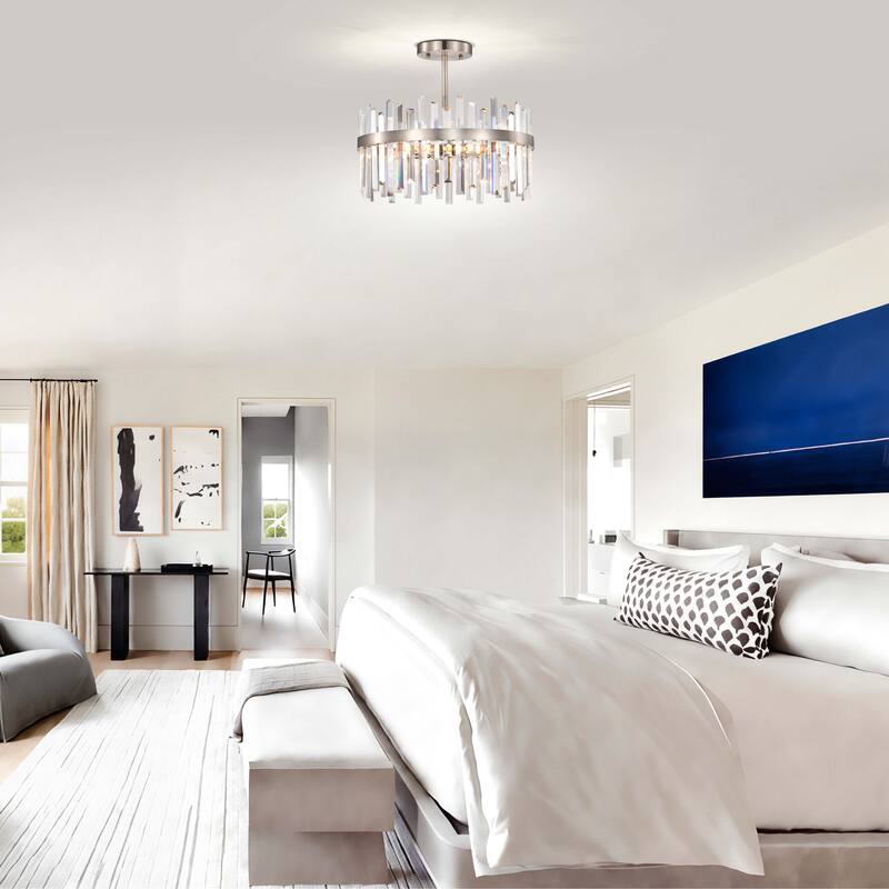 Casandra 5-Light Drum Crystal Glass Flush Mount.