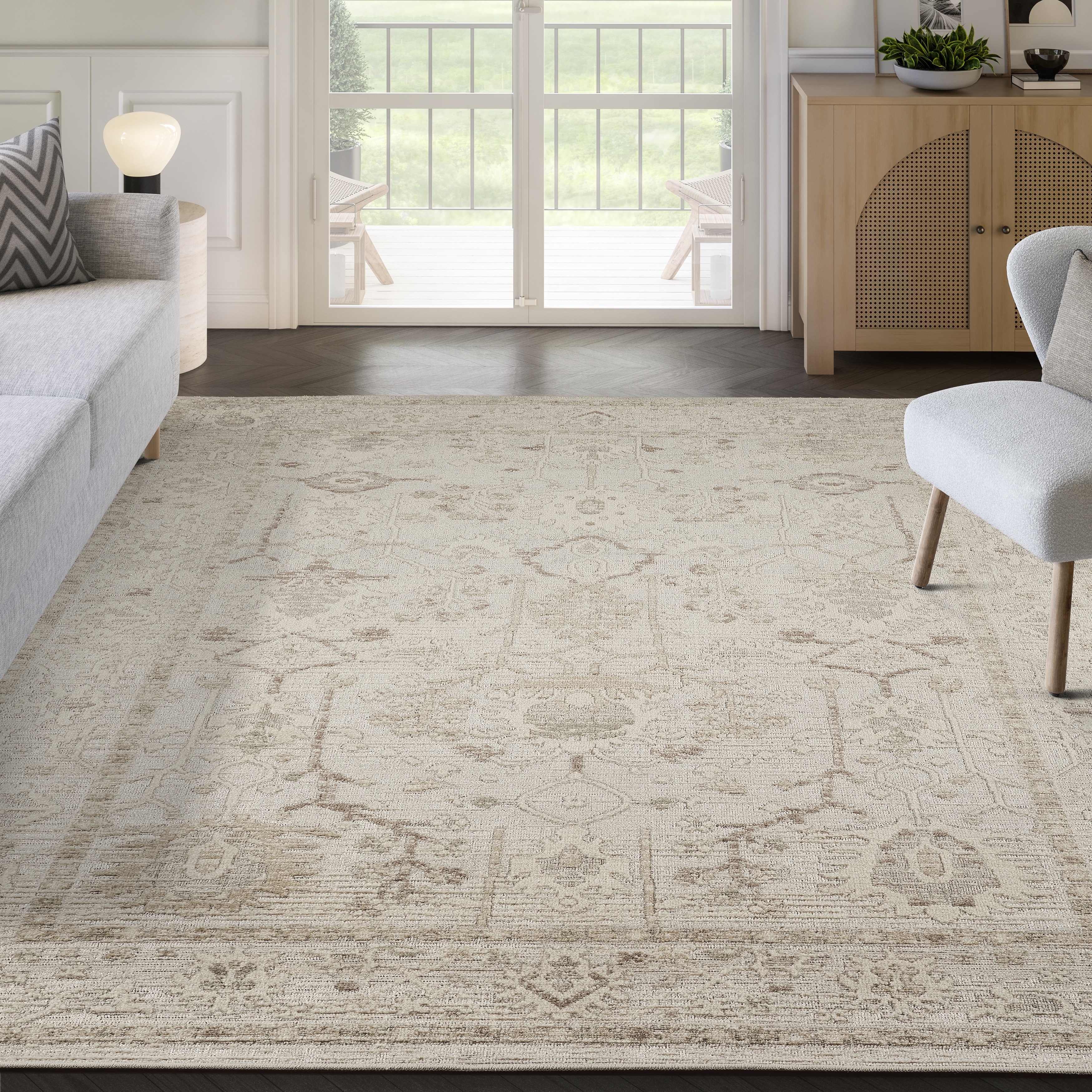 Abani Rugs NRA140A Traditional Botanical Motif Beige Area Rug