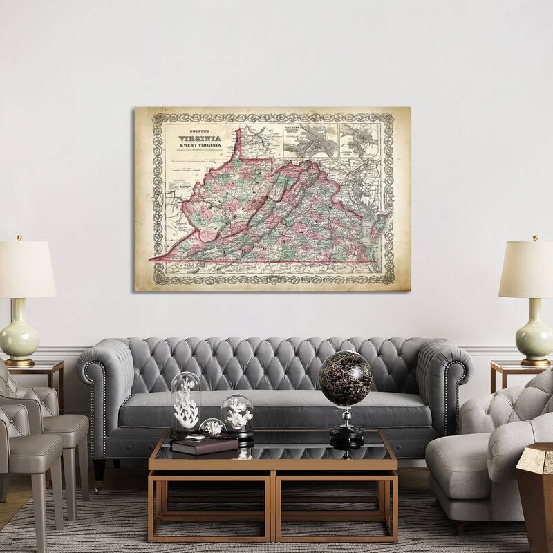 iCanvas "West Virginia Map" by PatentPrintStore Canvas Print