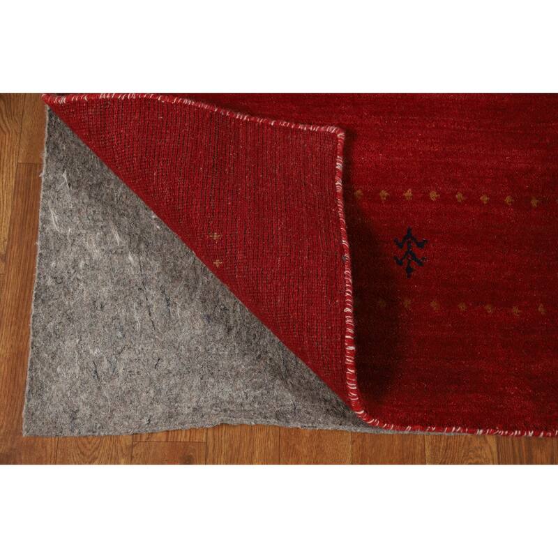 Red Gabbeh Indian Area Rug Hand-Knotted Oriental Wool Carpet - 6'8" x 9'8"