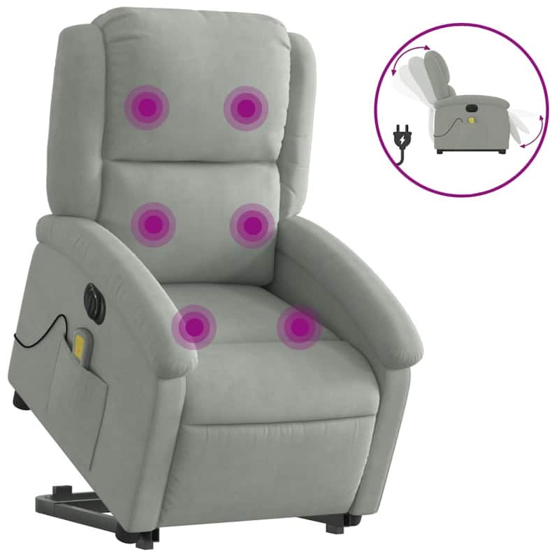 vidaXL Stand up Massage Recliner Chair Power Lift Wingback Armchair Velvet