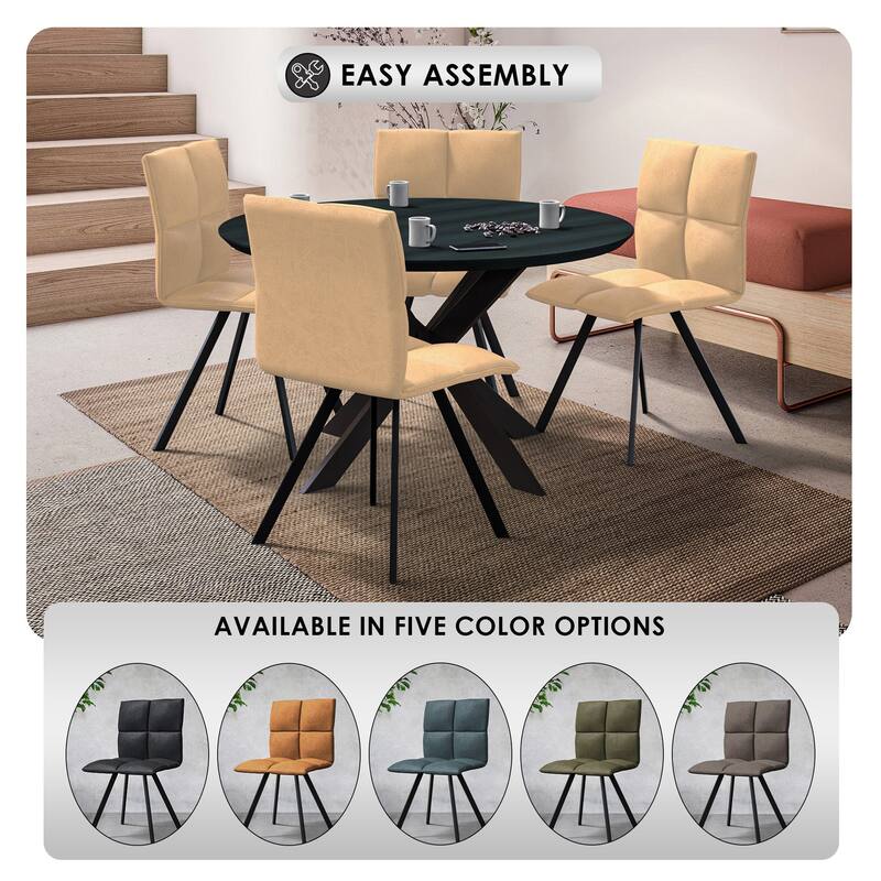 Wesley Modern Leather Dining Chair With Metal Legs Set of 4 by LeisureMod