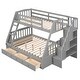 preview thumbnail 7 of 8, Twin-Over-Full Bunk Bed with Drawers，Ladder and Storage Staircase, Gra