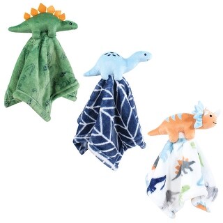 Hudson Baby Animal Face Security Blanket, Dinosaurs 3-Pack, One Size - Dinosaurs 3-Pack - One Size
