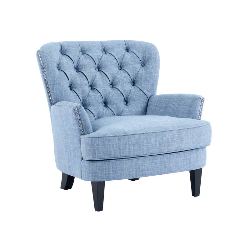 Tufted Lounge Chair with Nailhead Trim & Solid Wood Legs by Harper&Bright Designs