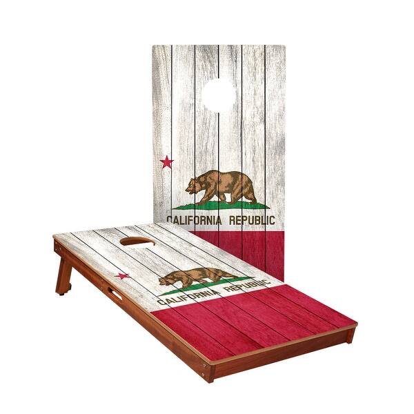 slide 2 of 5, California Bear Flag All-Weather Cornhole Boards NO Bags - Add Board Lights