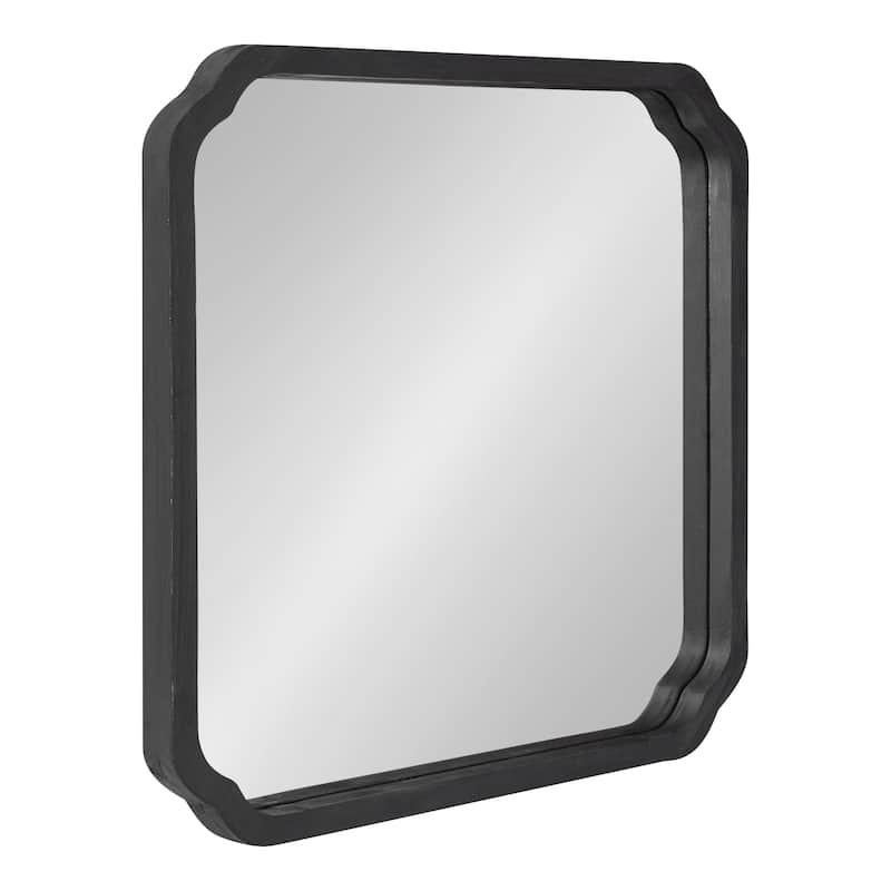 Kate and Laurel Marston Square Wood Wall Mirror - 24x24 - Black