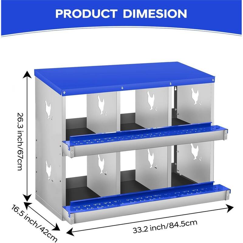 6 Compartment Nesting Box, Chicken Laying Box, Easy to Clean and Install