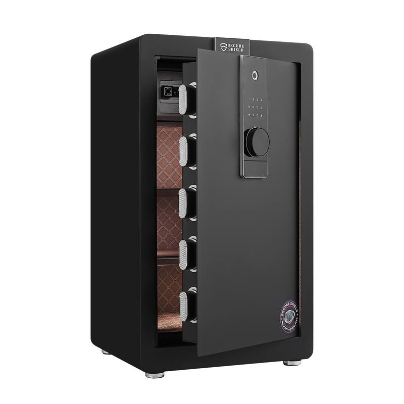 Security Electronic Steel Home Safe, Anti-Theft Digital Security Lock Box with Smart Alert System, Personal Document Safes - Black
