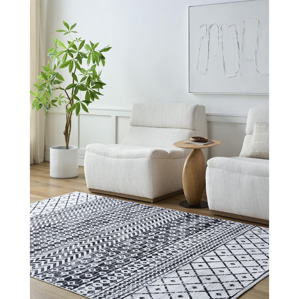 Livabliss Lavable Global Geometric Washable Area Rug
