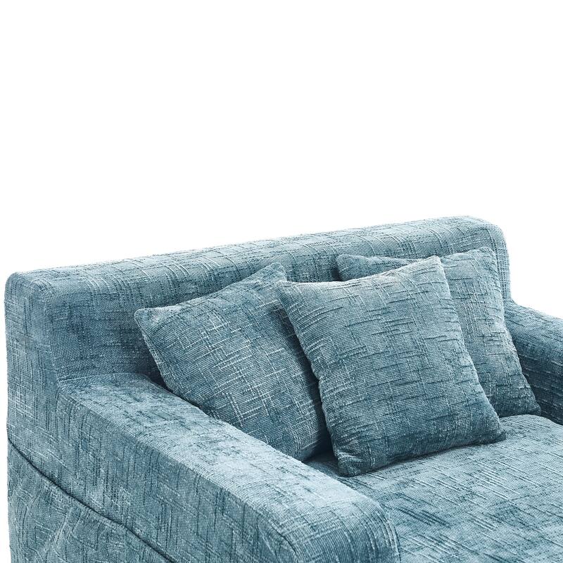 Modern Chenille Lazy Sofa Chaise Lounge Armchair Sofa Bed with 3 Pillows for Living Room Bedroom