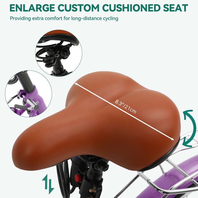 Moasis24/ 26" Cruiser Bike Adjustable Step Through Bike Commute Bike Bicycle