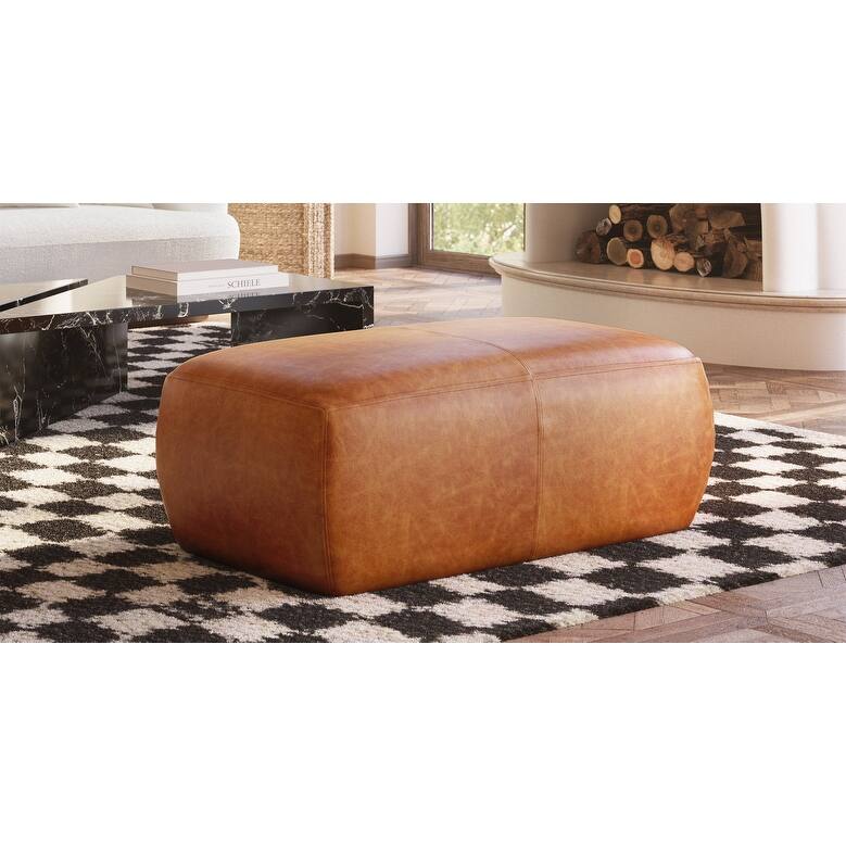 Poly & Bark Denver Leather Ottoman - Full Grain Genuine Italian Leather