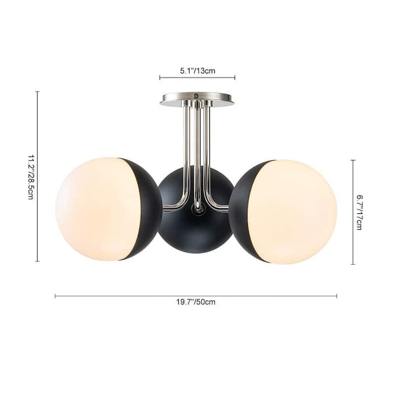 3-Light Opal Glass Globe Sputnik Ceiling Light - 20in