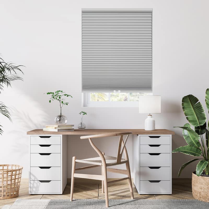 Grey/White 72-inch Long Cordless Blackout Cellular Shade