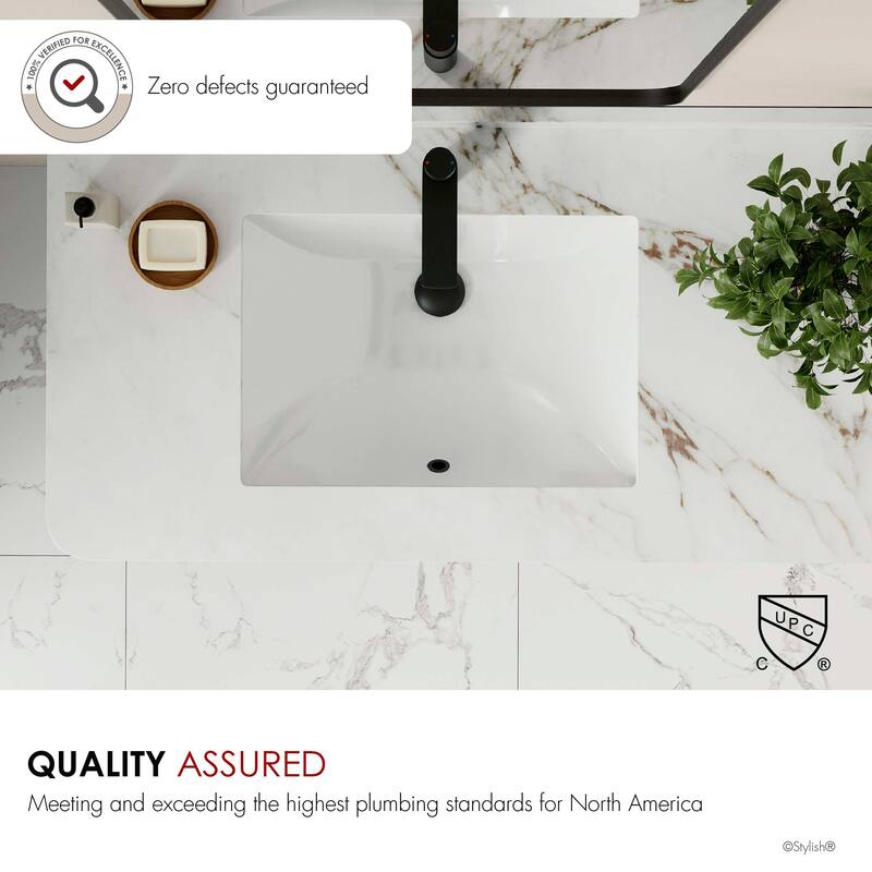 21.25"W x 14.5"D White Rectangular Undermount Bathroom Sink Set of 2