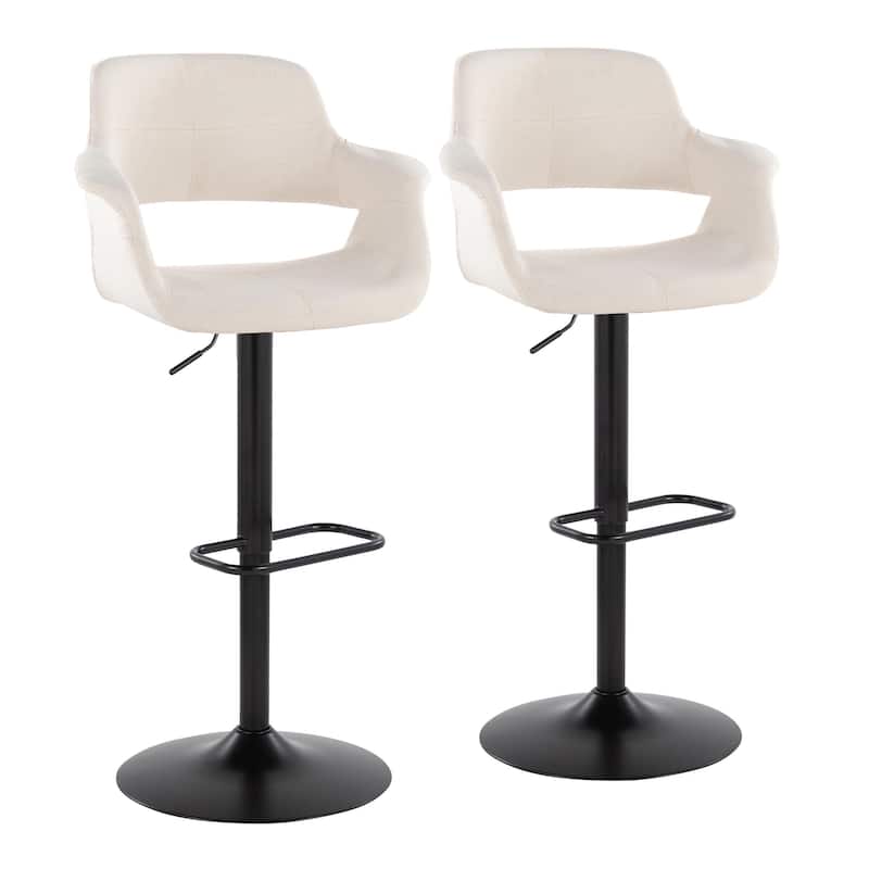 Lumisource Barstool with Swivel in Black and Charcoal, Set of 2 - 19"Lx23.5"Wx39-47.5"H