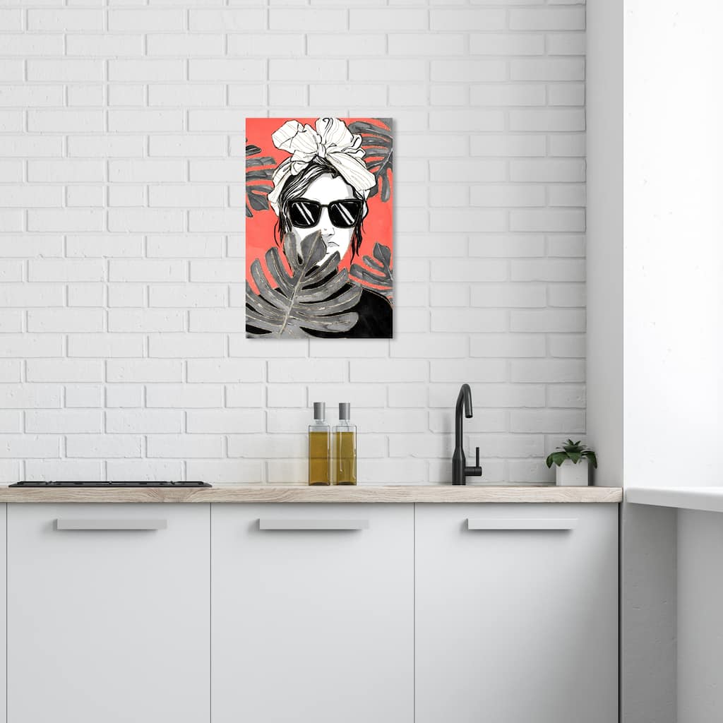 Wynwood Studio Canvas Fashion and Glam Hidden Leaf Gray and Light Gray Glam Wall Art Canvas Print