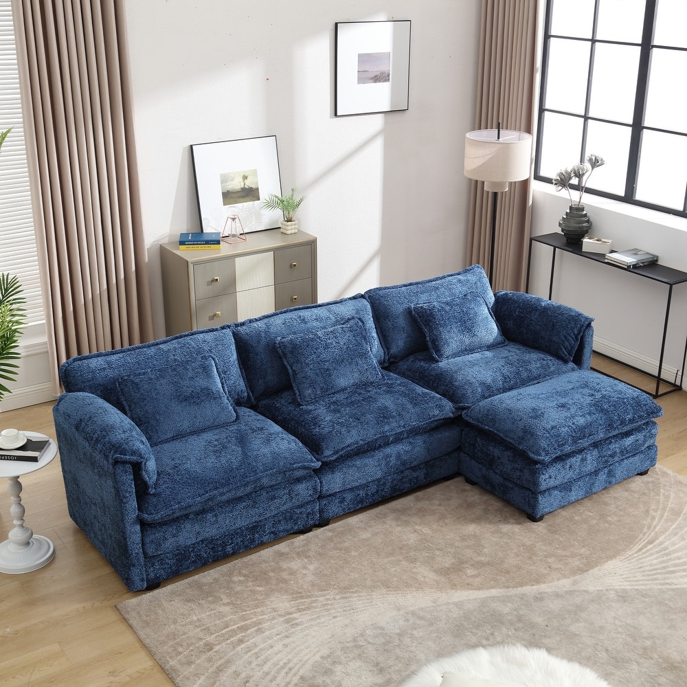 Chenille Fabric L-Shape Comfy Oversized three-seat Modular Sectional Sofa