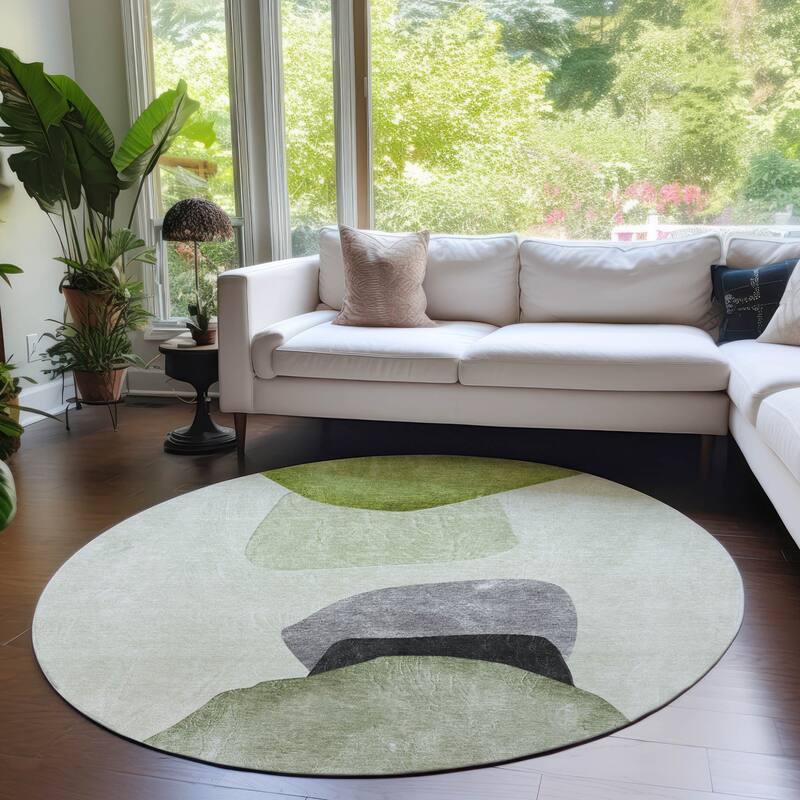 Allone Modern Art-Inspired Weather Resistant Blended Style Outdoor Rug