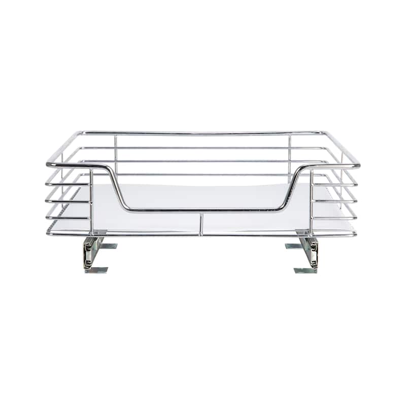 Household Essentials 1-Tier Steel Pull-Out/Slide-Out Basket Storage Organizer with Plastic Liner