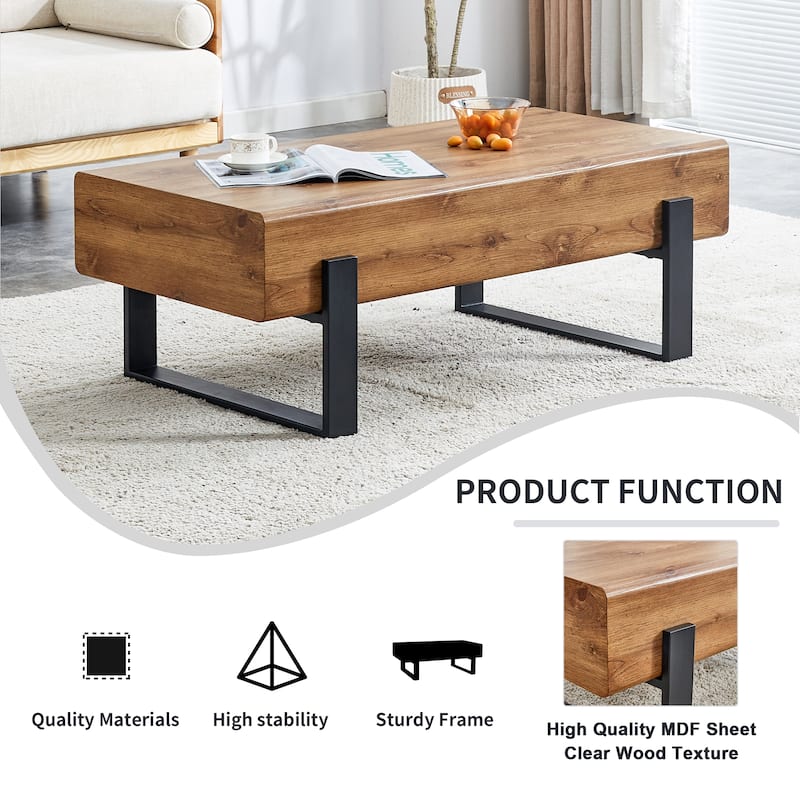 Rectangle Coffee Table 47.24-Inch Modern Coffee Table Tea Table for Living Room, Home Wood Center Table