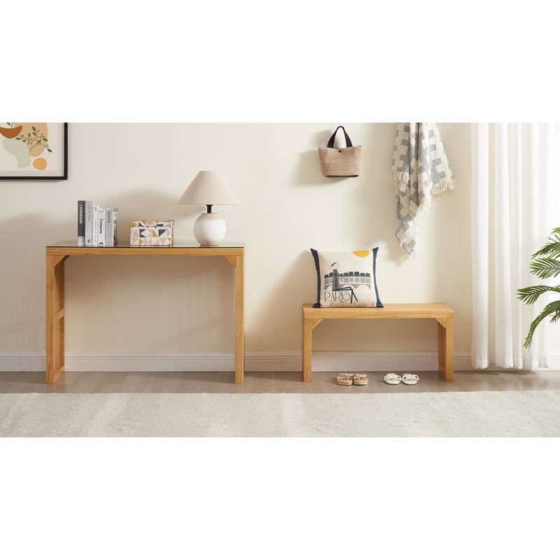 Wooden Dining Bench and Table Set for Entryway,Living Room,Kitchen