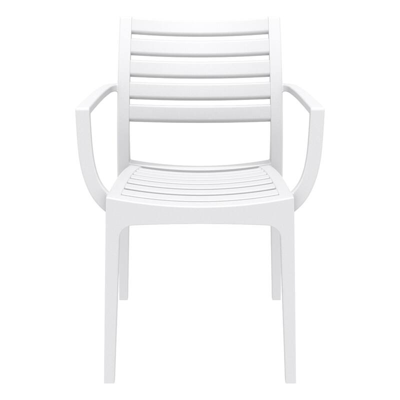 33" White Stackable Outdoor Patio Dining Arm Chair