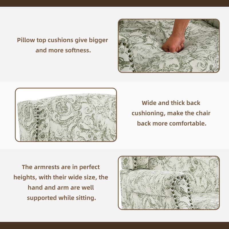 Patterned Upholstered Accent Chair for Living Room