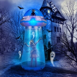 Halloween Inflatable UFO Yard Decor with Built-in LED Lights