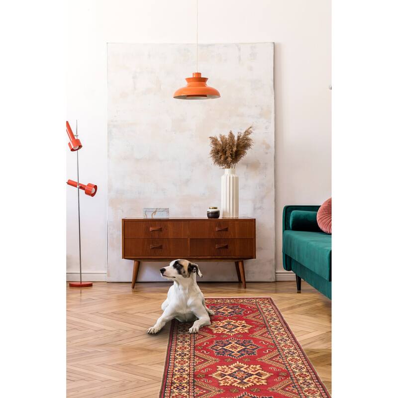 ECARPETGALLERY Hand-knotted Kargahi Red Wool Rug - 2'9 x 9'10