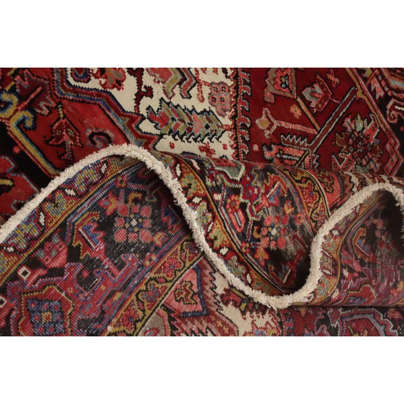 Hand Knotted Oriental 100% Wool Carpet Traditional Medallion Oranges & Rust Heriz Area Rug - 11' 5'' X 8' 9''
