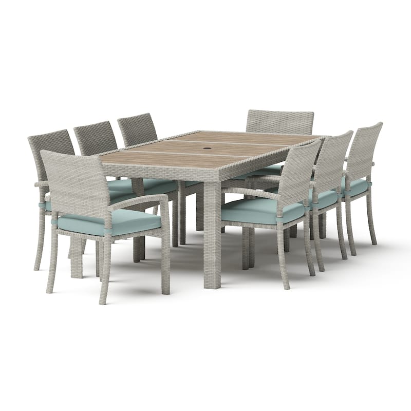 Portofino Comfort 17 Piece Sunbrella Outdoor Patio Motion Seating & Dining Set With Fire Table