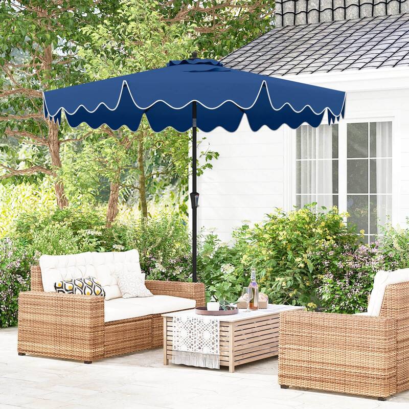 Costway 9 FT Patio Umbrella 2-Tier Market Table Umbrella with