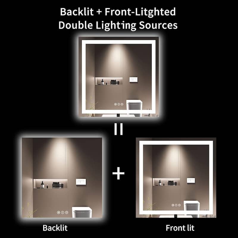 36x36 Inch Frameless LED Bathroom Mirror,Smart Mirror - White
