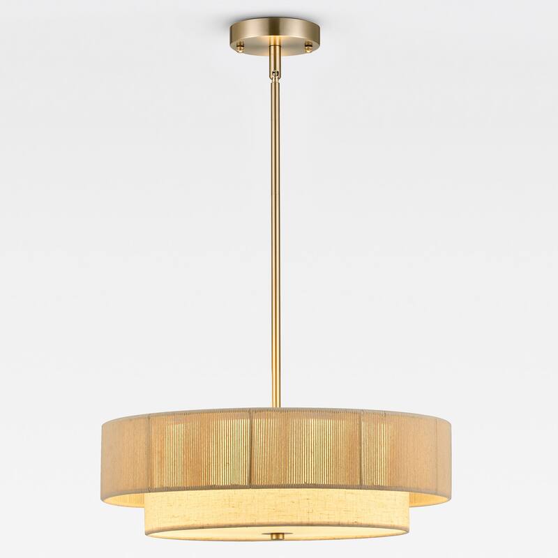 CO-Z 18 in 4-Light Dimmable Semi Flush Mount Fabric Ceiling Light Pendant - 18"