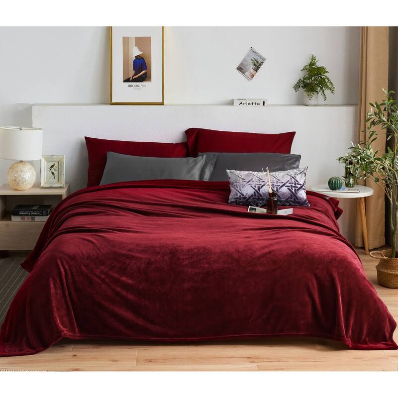 Large Solid Velvet Plush Fleece Blanket