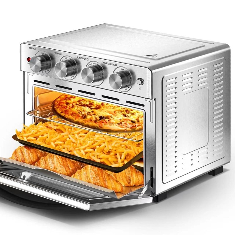6 Slice 26QT 26L Air Fryer Fry Oil Free Extra Large Toaster Oven Combo Silver