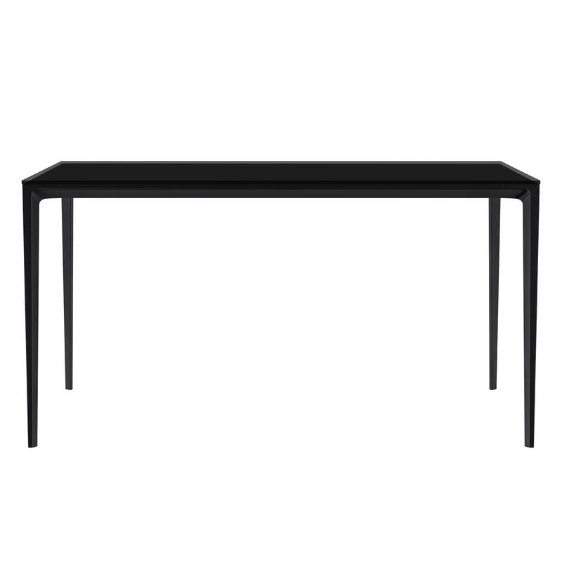 Avo Modern Rectangular Dining Table for 6, Glass or Sintered Stone Top with Black Aluminum Base for Kitchen & Dining Room